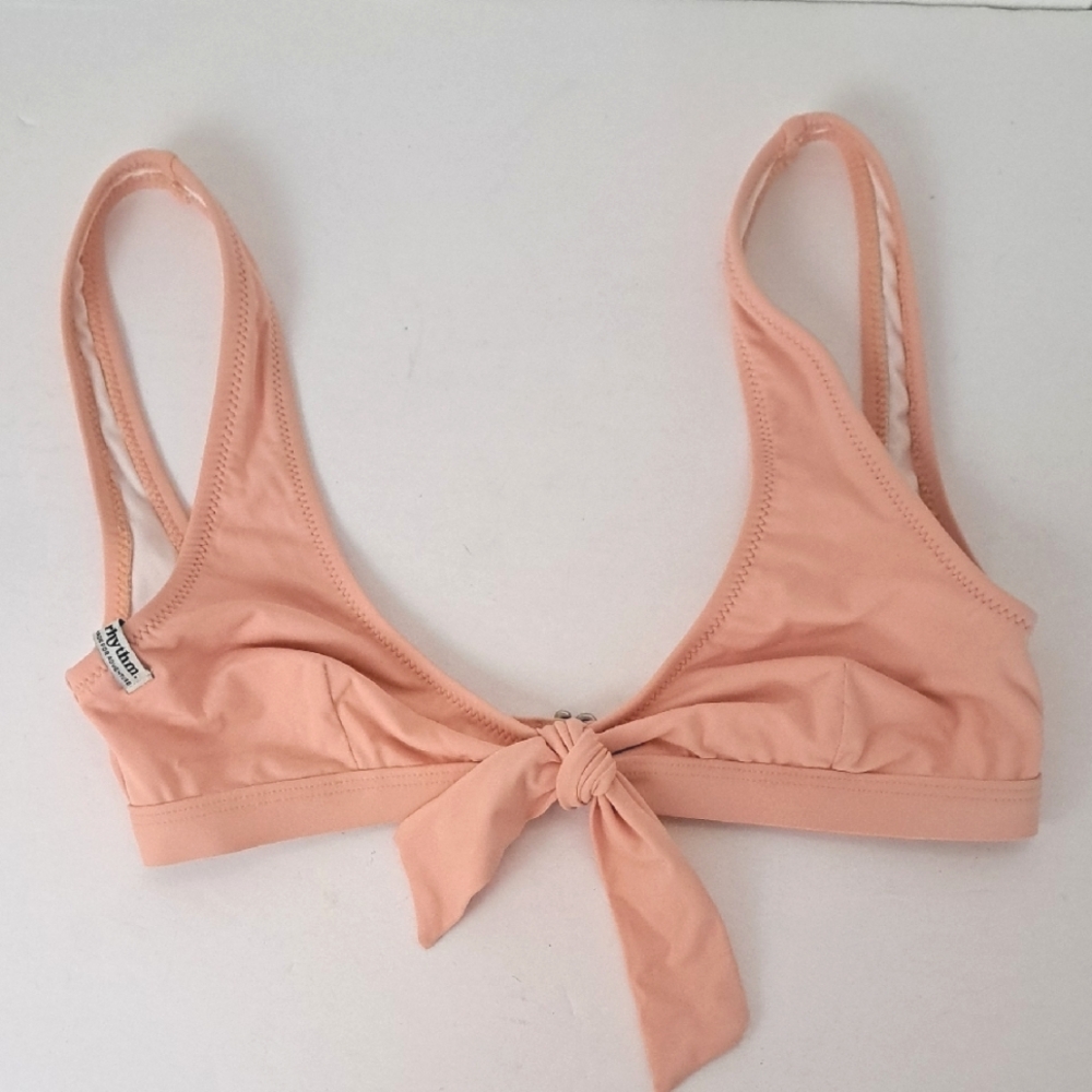 Rhythm Peachy Pink Bow Tie Bralette Swim Top SzXs